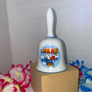 1982 Vintage Smurfs Porcelain Bell Hot Air Balloon Wallace Berrie & Co Japan